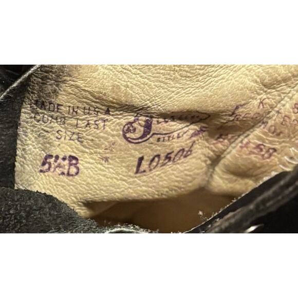 Justin Womens Lace-Up Roper Boots 5.5B Black Leather Made in USA Riding Vintage - Picture 5 of 8